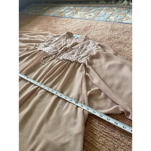 She + Sky Women’s Pink Lace Blouse M 70% Silk Boho Peasant Romantic Style - Picture 7 of 7